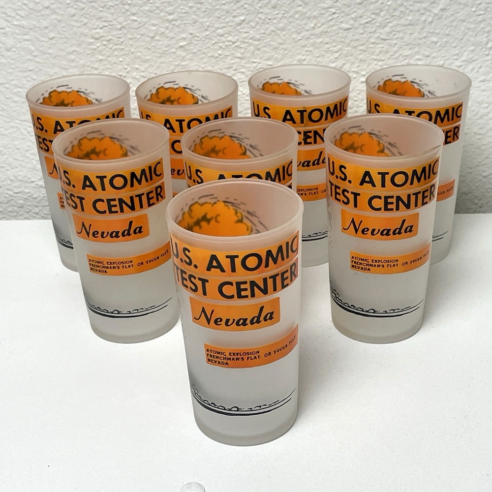 1950s Hazel Atlas US Atomic Test Center Nevada Glasses Set 8 Atomic Age Rare
